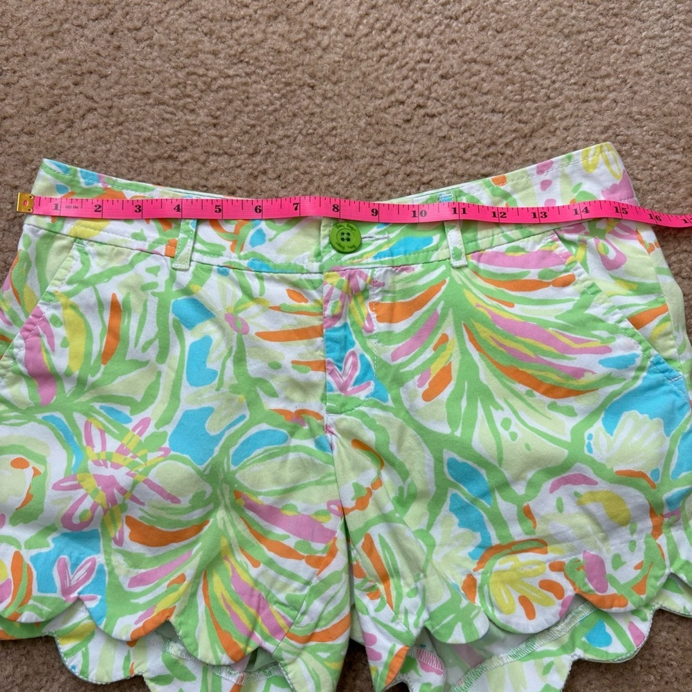 LILLY PULITZER Buttercup Shorts Shorley Blue Double Trouble Hem Sz 0 - Picture 7 of 9